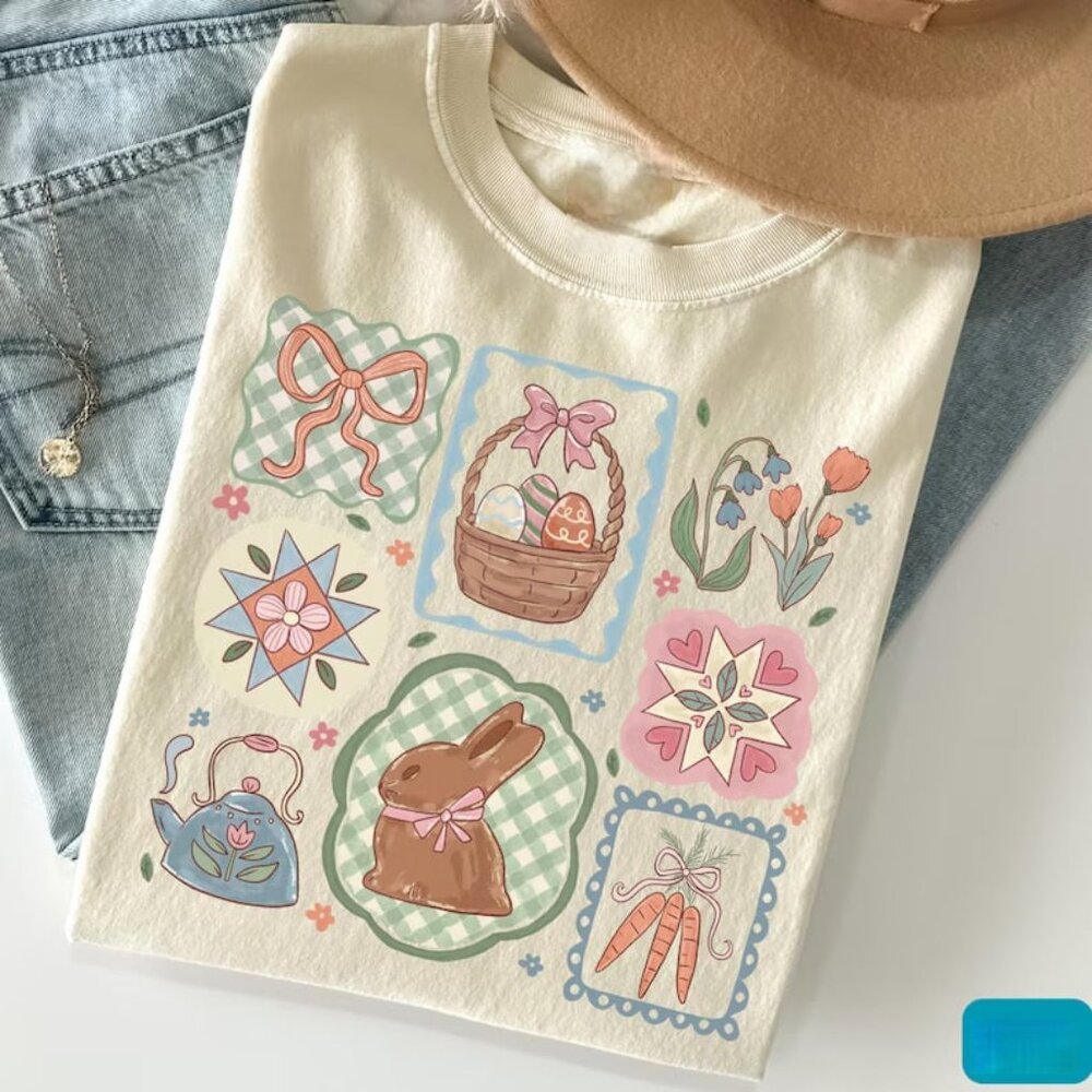 Graphic Bow Easter Shirt, Cute Bunny Shirt, Easter Gift